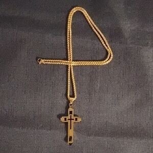 Elegant Gold Cross Pendant Necklace for Men